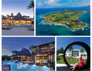 Collage of luxurious celebrity villa rentals in Punta Mita, Mexico, showcasing Hollywood's favorite retreats.